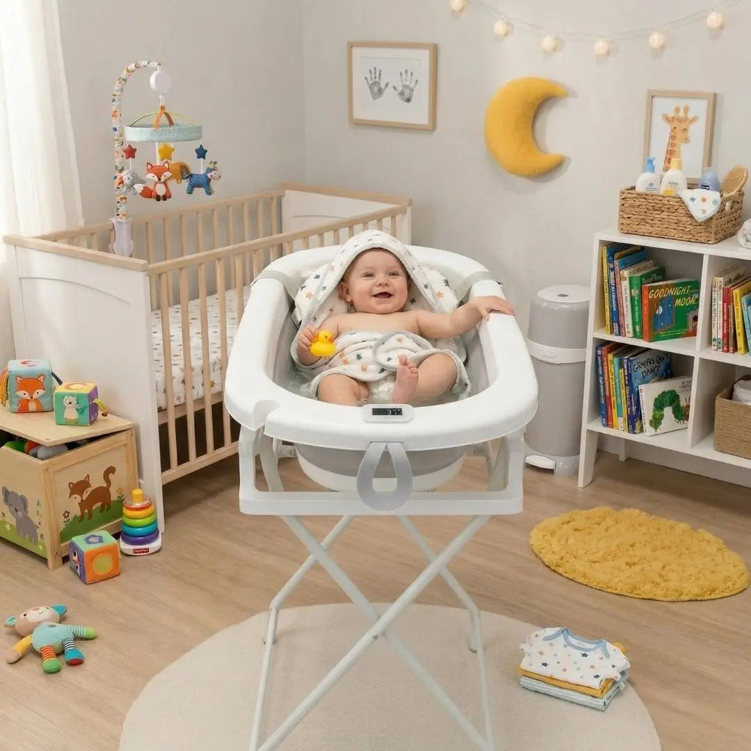 Foldable Baby Bath and Changing Table | Adjustable Height | 2-in-1 | 0-12 Months