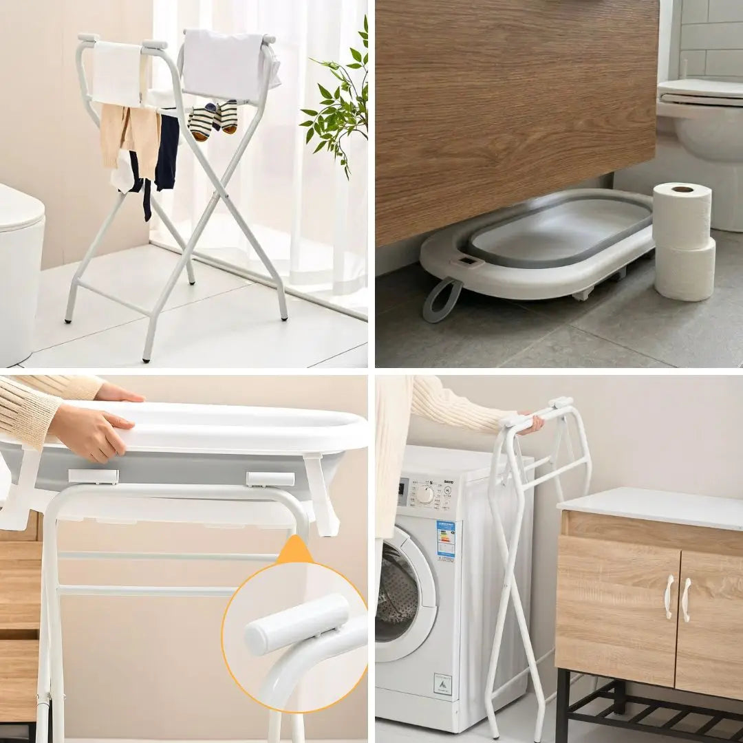 Foldable Baby Bath and Changing Table | Adjustable Height | 2-in-1 | 0-12 Months