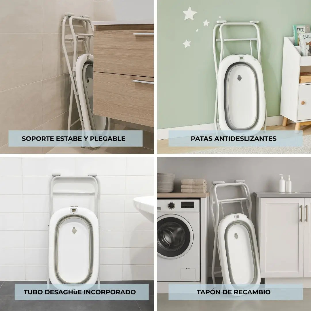 Foldable Baby Bath and Changing Table | Adjustable Height | 2-in-1 | 0-12 Months