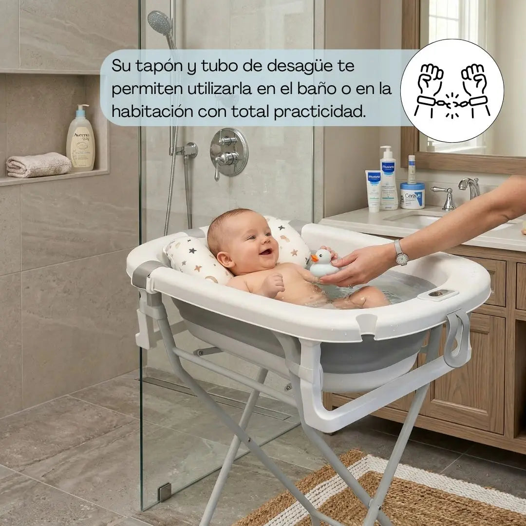 Foldable Baby Bath and Changing Table | Adjustable Height | 2-in-1 | 0-12 Months