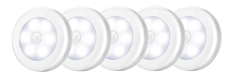 PIR Infrared Motion Sensor Night Light, 6LED Bulb, Auto On/Off, Battery Powered for Wardrobe, Wall Lamp, Closet, and Staircase
