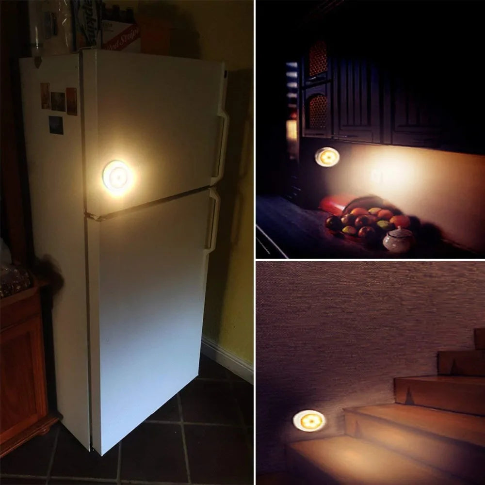 PIR Infrared Motion Sensor Night Light, 6LED Bulb, Auto On/Off, Battery Powered for Wardrobe, Wall Lamp, Closet, and Staircase