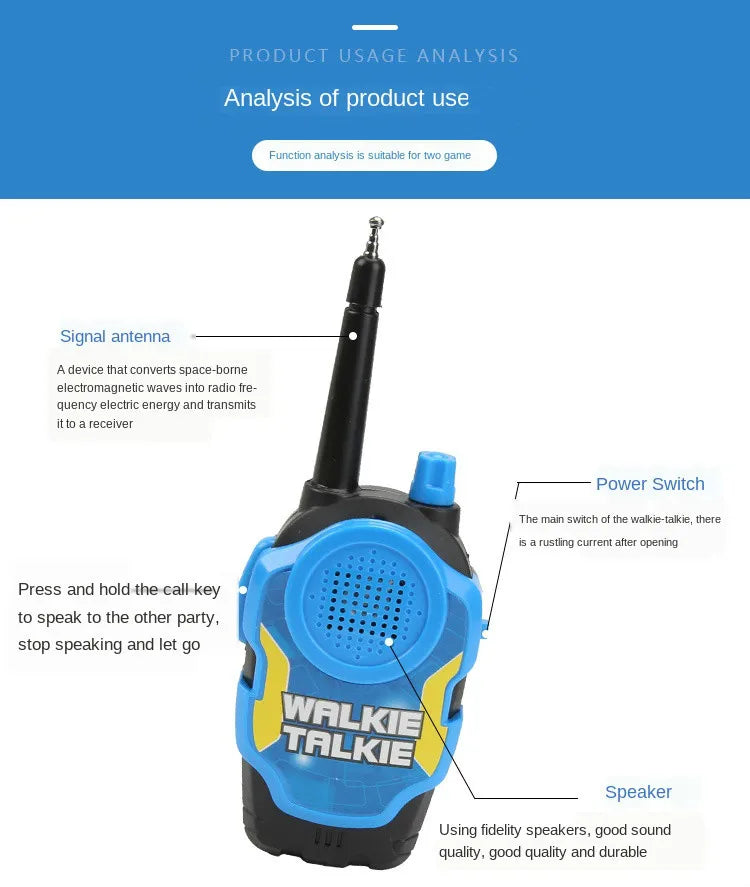 2 PCS 50M Toy Walkie Talkies Mini Portable Kids Electronic Spy Handheld Two-Way Radio Children Outdoor Interphone Toy For Kids
