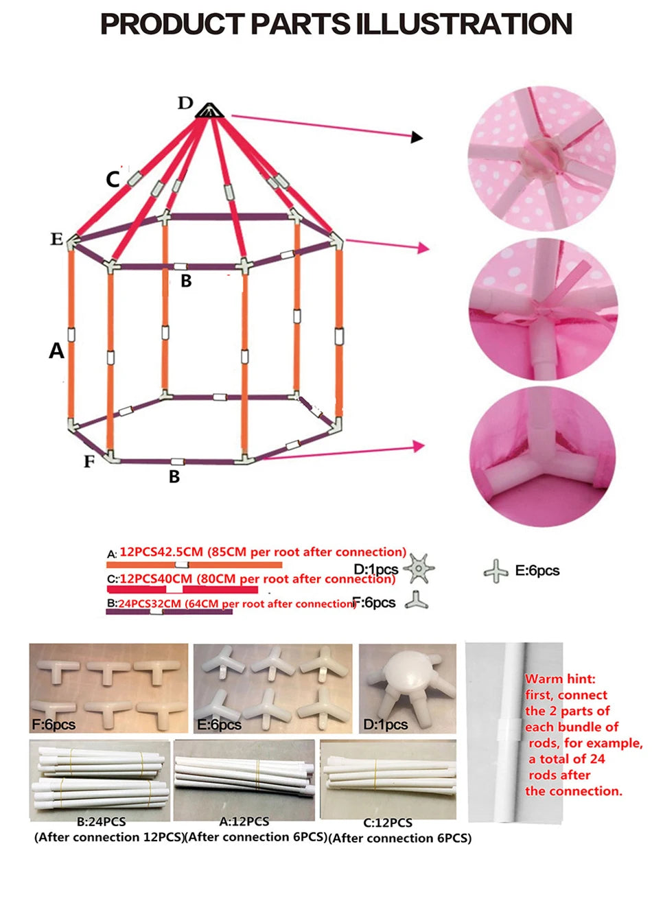 Tienda Tipi Infantil | Castillo para Bebés y Niños | Casa de Juegos Portátil