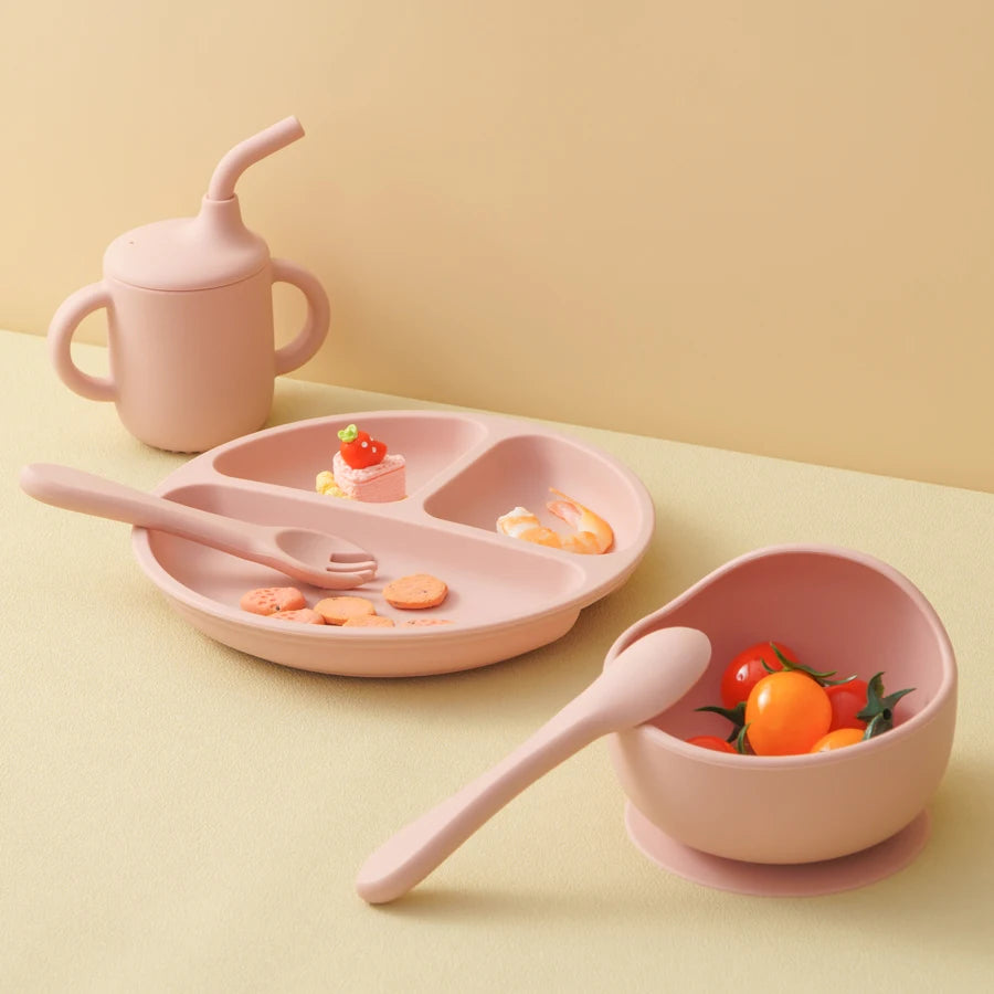 Silicone Baby Feeding Set | BPA-Free | Bowl, Plate, Cup, and Utensils