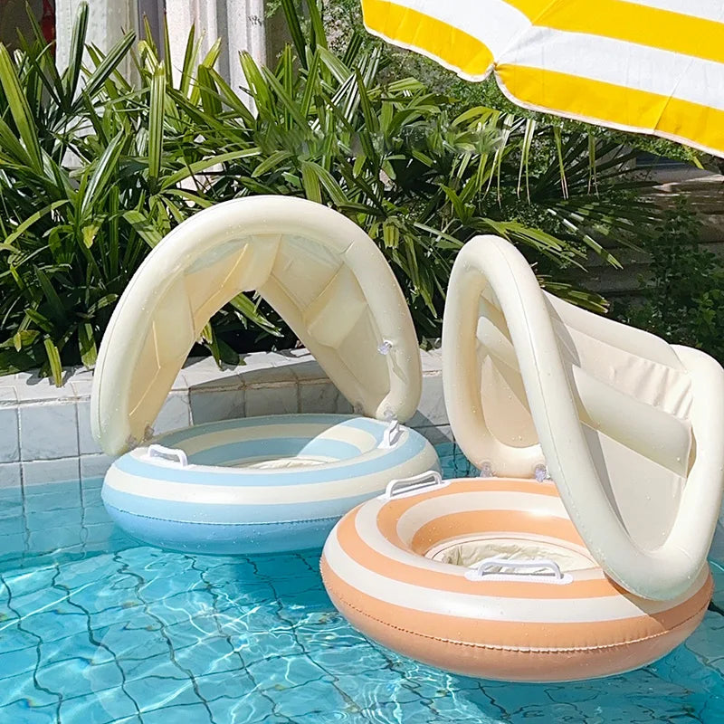 Inflatable Baby Float with Sun Canopy | Safe Pool Ring | 3-36 Months