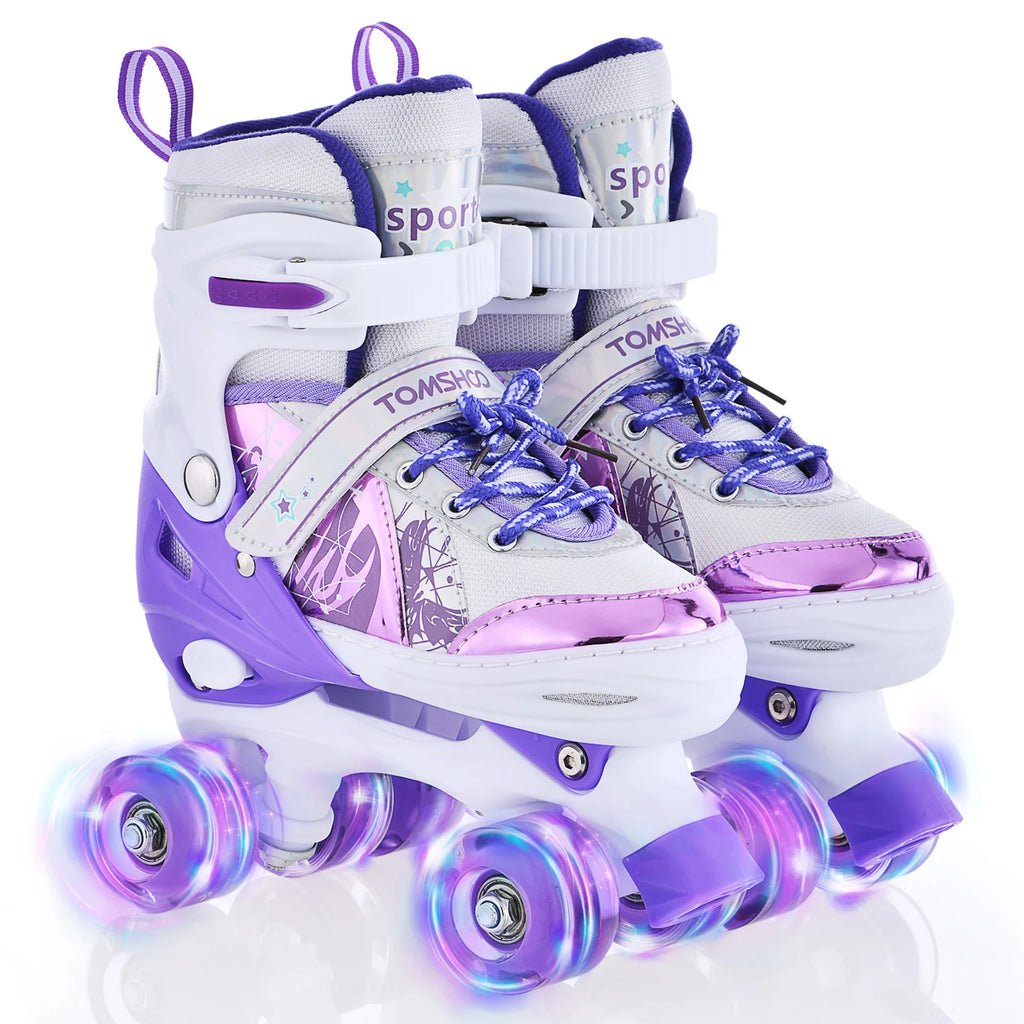 Patines Parpadeantes 4 Ruedas para Niños | Talla Ajustable | Ruedas con Luz LED