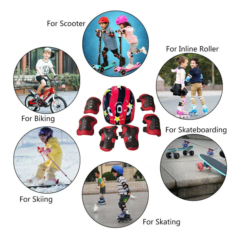 Kids' Skating Protective Gear Set | Helmet + Knee Pads + Elbow Pads | Ages 3-12