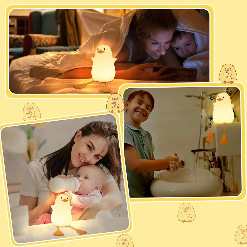 Duck Night Light LED Squishy Duck Lamp Dimmable Nursery Nightlight Rechargeable Bedside Touch Lamp for Breastfeeding Room Decor