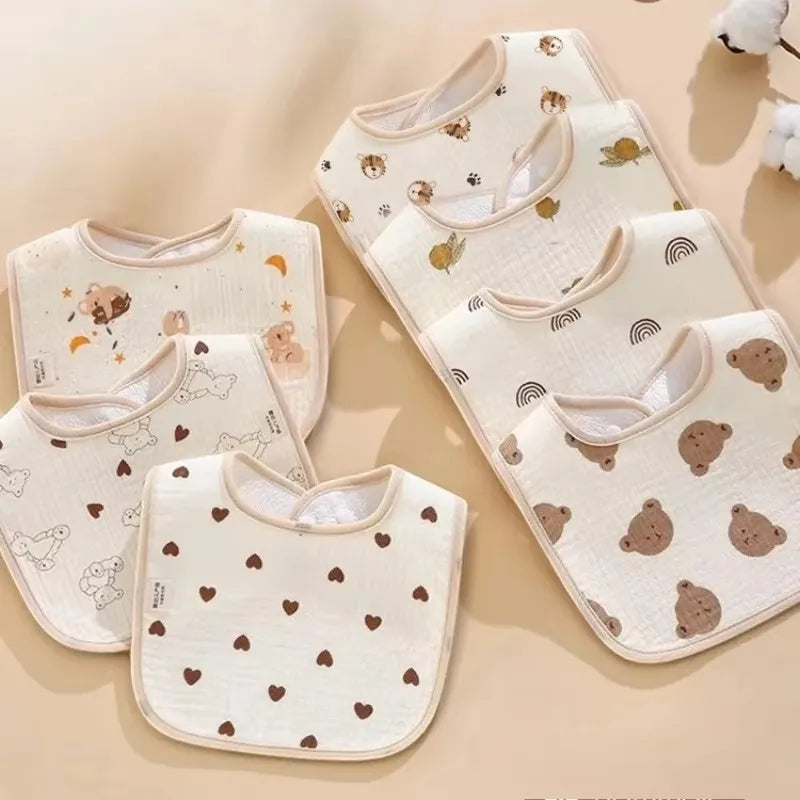 Baberos Impermeables para Bebé | Pack 7 uds. Algodón Antiescupir