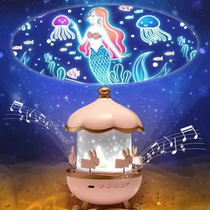 Projector Night Light with Speaker for Kids Room Decor, 12 Films, Kawaii Ocean Projection Nightlights for Baby Bedroom Gifts