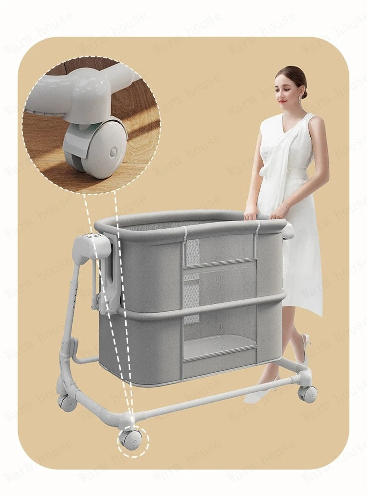 Multifunctional Foldable Baby Crib | Luxury Bassinet with Wheels