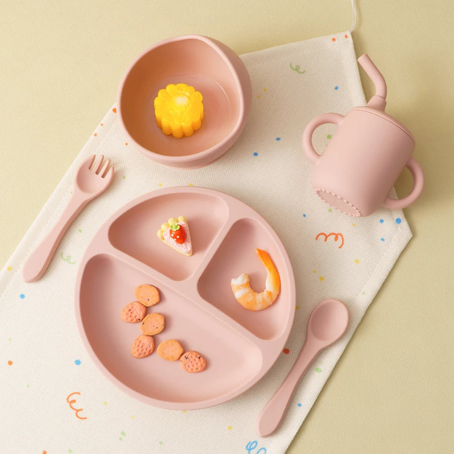 Silicone Baby Feeding Set | BPA-Free | Bowl, Plate, Cup, and Utensils