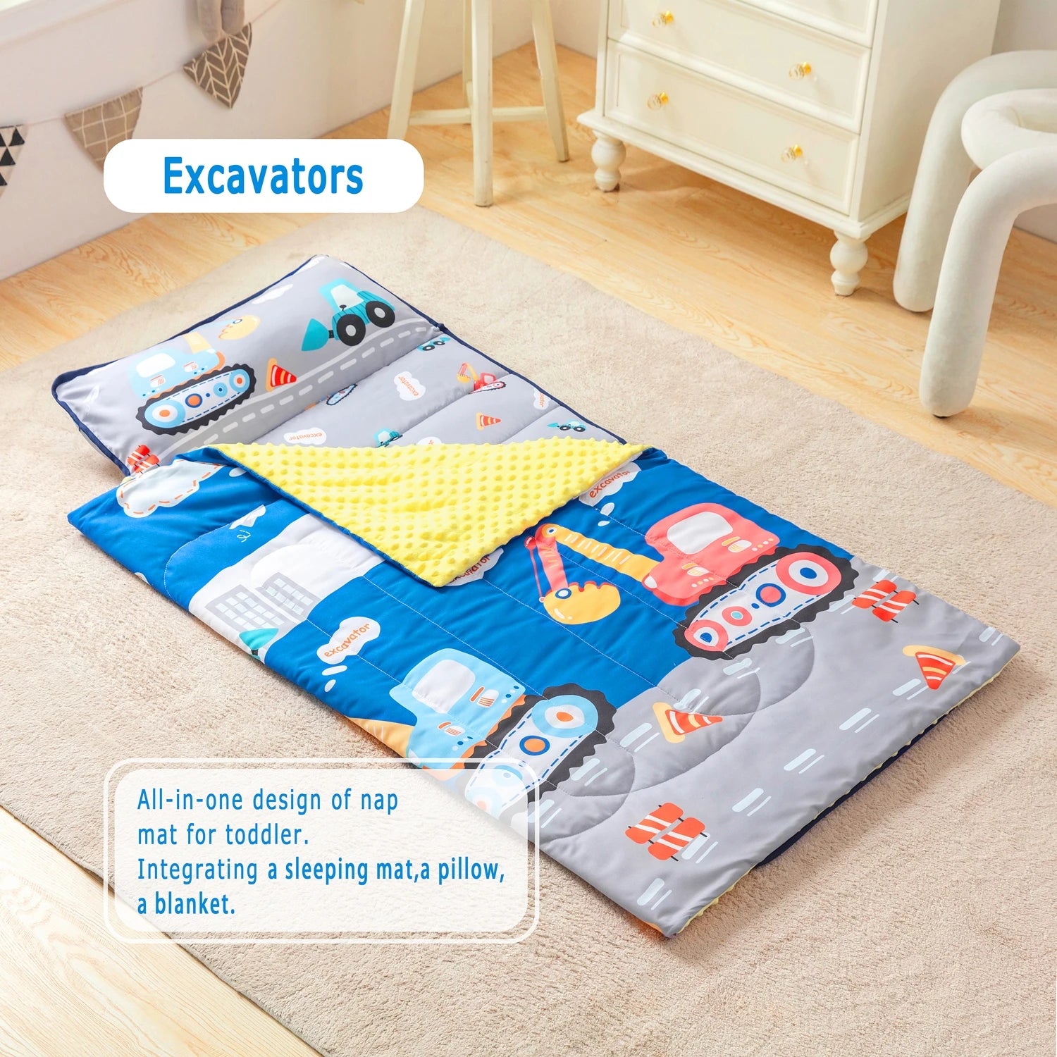 Baby Nap Mat | Daycare Sleeping Bag with Fleece Blanket