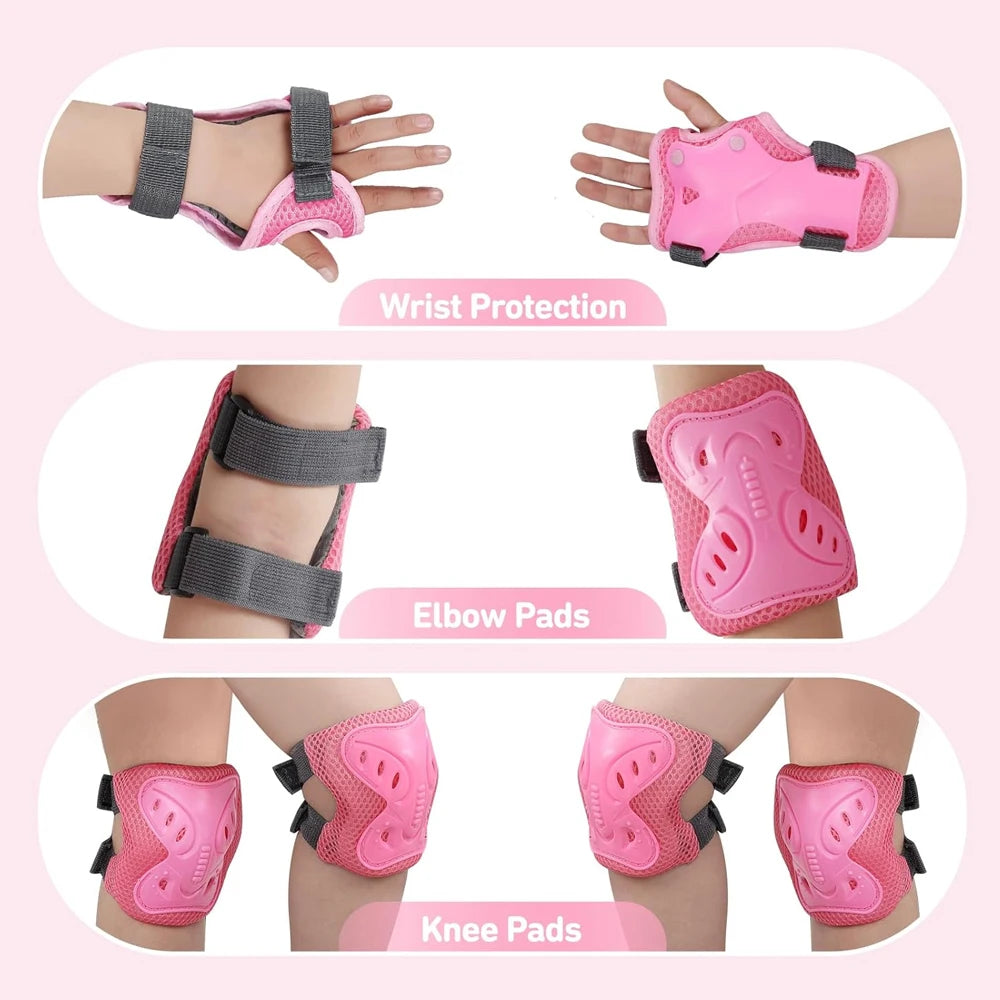 Kit Protección Infantil 6 en 1 | Rodilleras, Coderas y Muñequeras | Patines y Bici