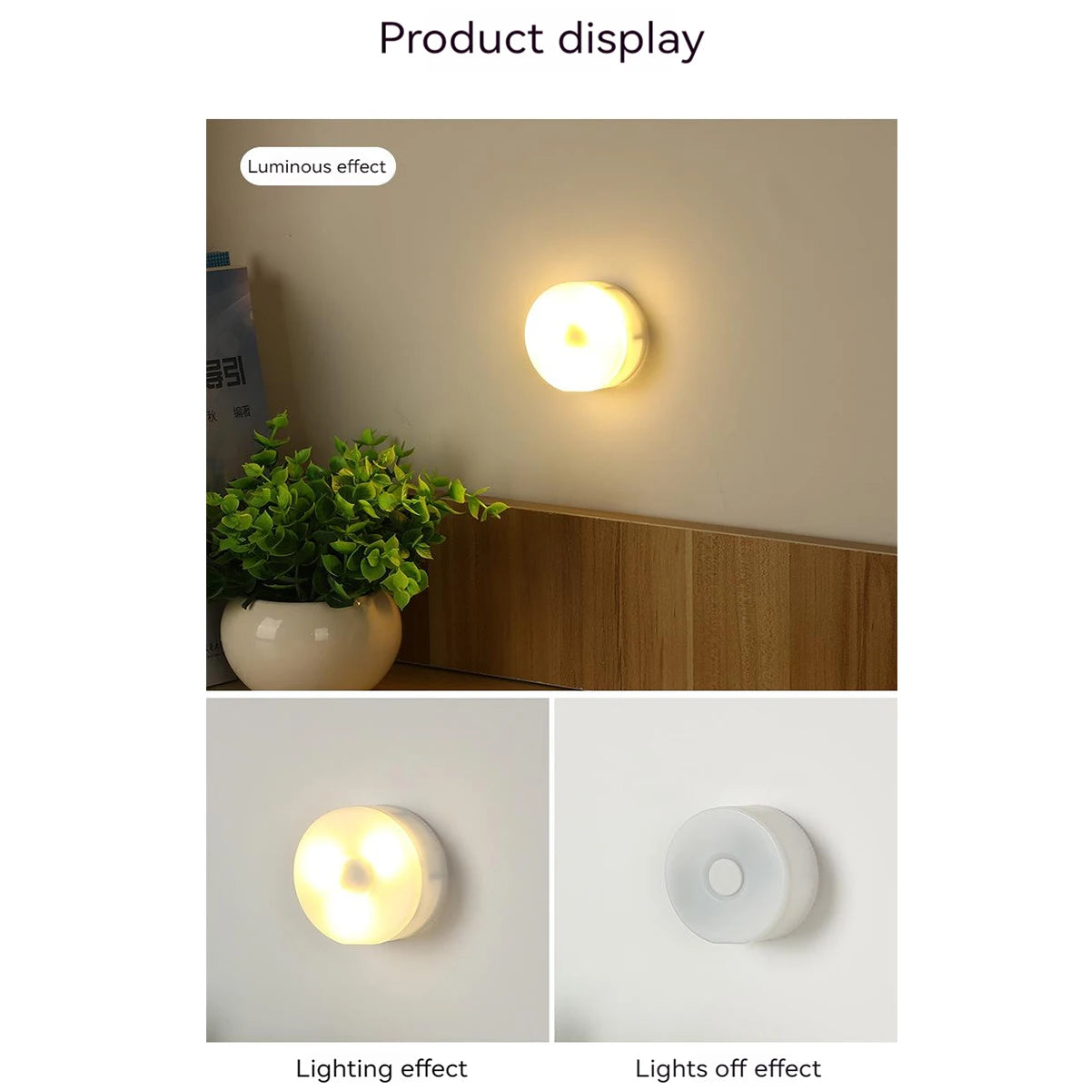 LED Headboard Lamp, Small Battery Night Light, 3 Eye-Caring Modes for Kitchen Cabinet, Closet Lamp, Staircase, Wardrobe Light