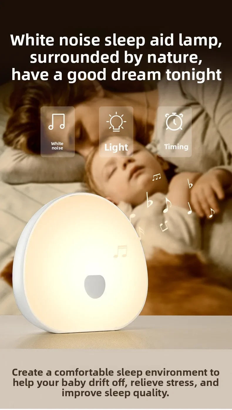 Sleep White Noise Machine with Soothing Sound Touchable Rechargeable LED Night Light Relaxing Audio & Sleep Lamp for Baby.