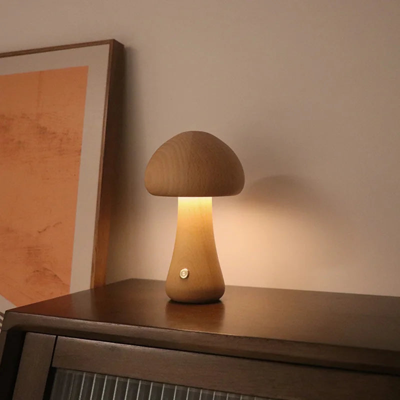Wooden Mushroom Lamp INS | Touch Night Light Type | Nordic Children's & Babies' Decor | Relax Natural Madrid - International Shipping