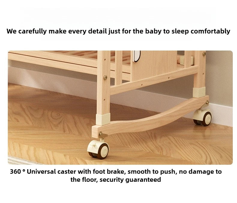 Cuna Mecedora de Madera | Multifuncional con Ruedas y Mosquitera para Bebé