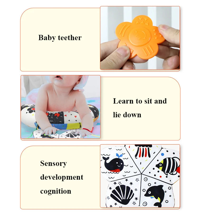 Almohada Tummy Time | Estimula la Visión de tu Bebé desde el Día 1 | Alto Contraste
