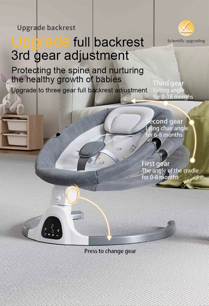 Electric Baby Swing | Reclining Rocker with Remote Control | 0-18 Months