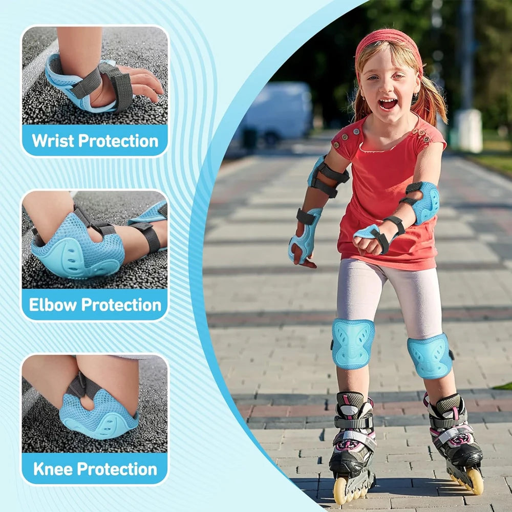 Kit Protección Infantil 6 en 1 | Rodilleras, Coderas y Muñequeras | Patines y Bici