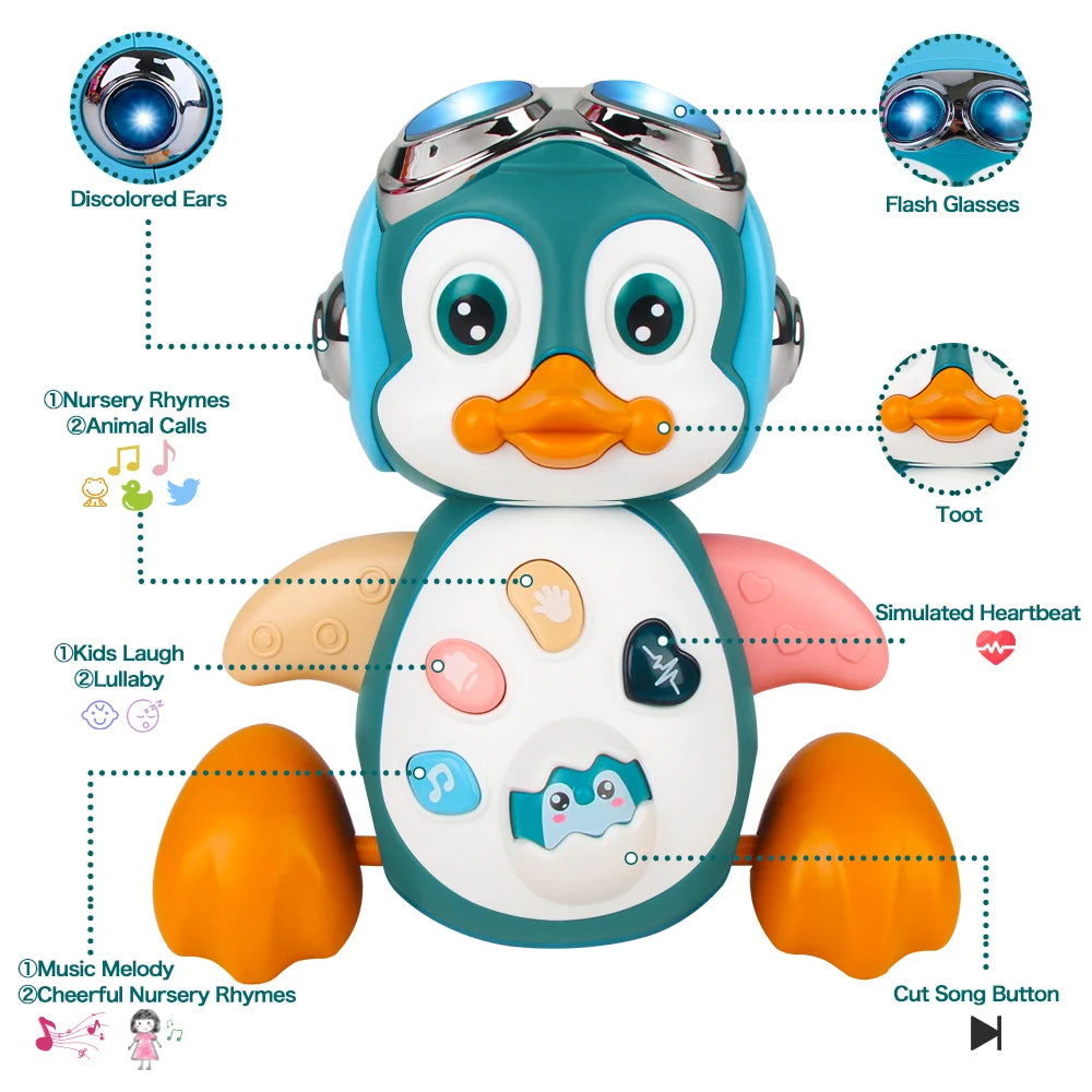 Crawling Musical Penguin | Interactive Toy with Lights and Sound