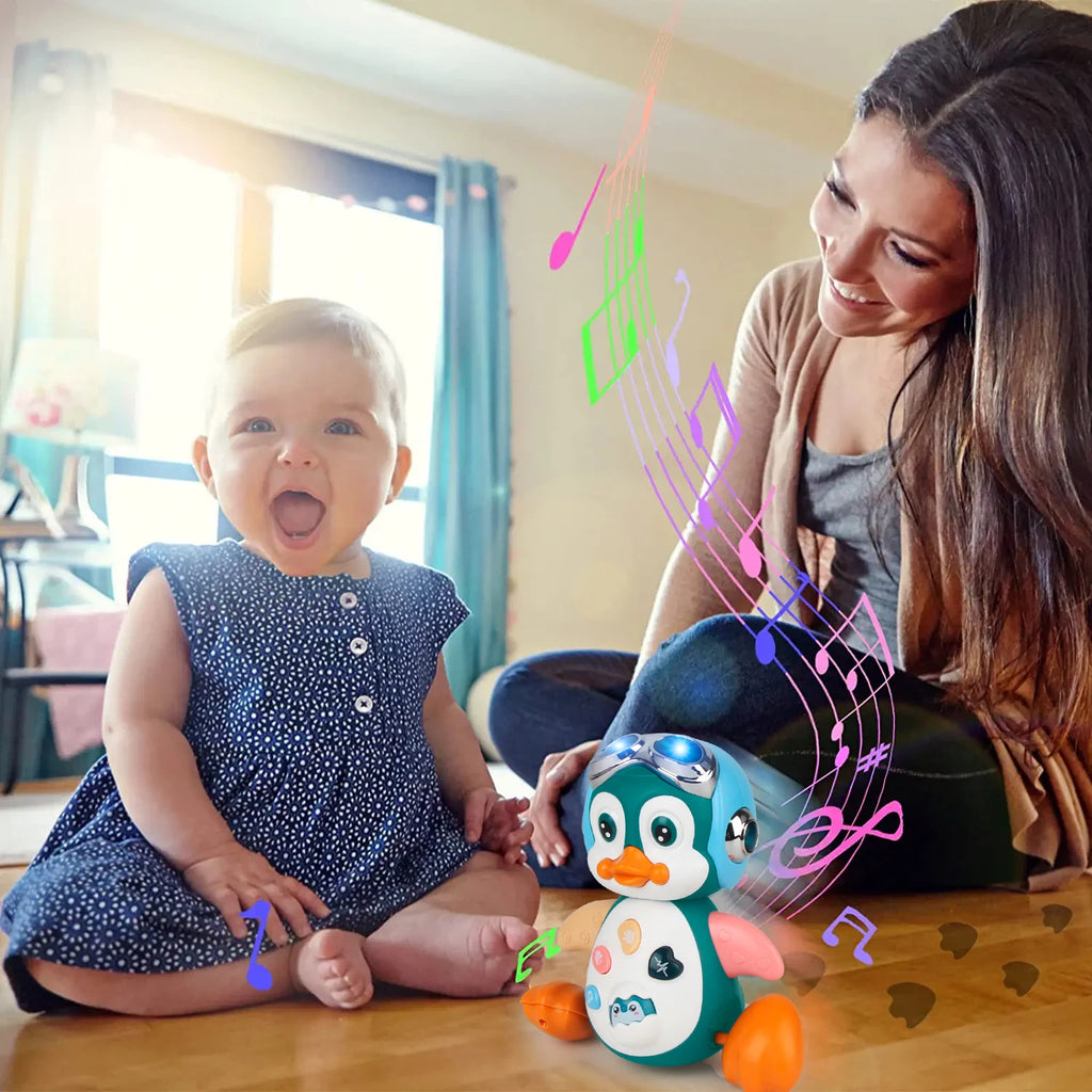 Crawling Musical Penguin | Interactive Toy with Lights and Sound