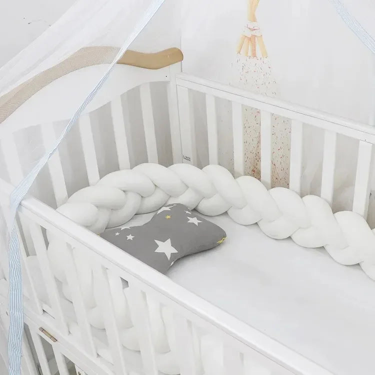 Protector de Cuna Bebé | Cojín Nudo Trenzado | 1M-4M | Parachoques Seguro