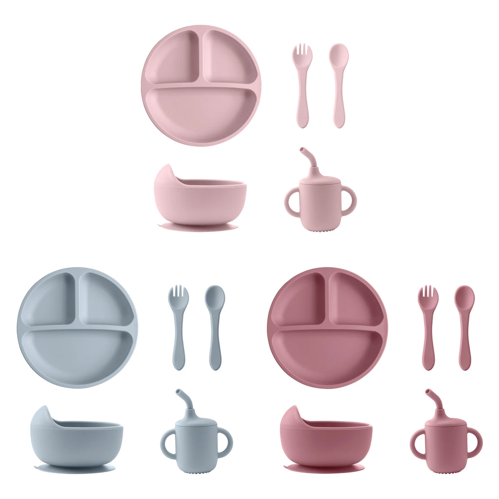 Silicone Baby Feeding Set | BPA-Free | Bowl, Plate, Cup, and Utensils