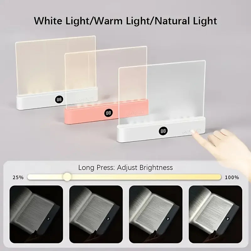 LED Book Light, Rechargeable Reading Lights for Books in Bed, Eye-Care, 3 Colors Stepless Dimming Flat Light for Book Lovers