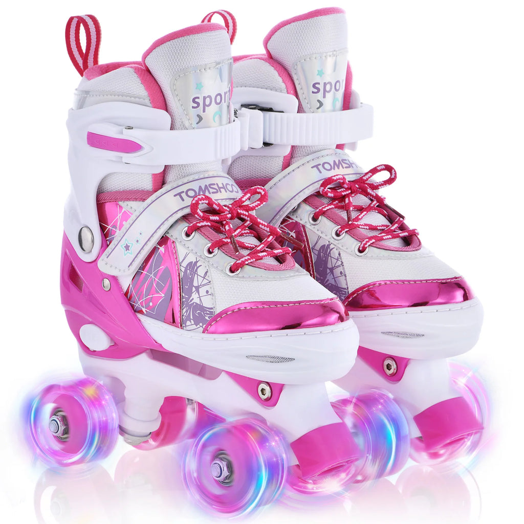 Patines Parpadeantes 4 Ruedas para Niños | Talla Ajustable | Ruedas con Luz LED