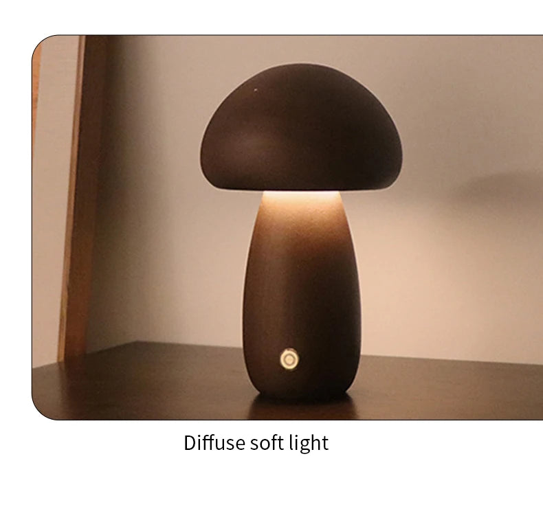 INS LED Night Light With Touch Switch Wooden Cute Mushroom Bedside Table Lamp For Bedroom Childrens Room Sleeping Night Lamps