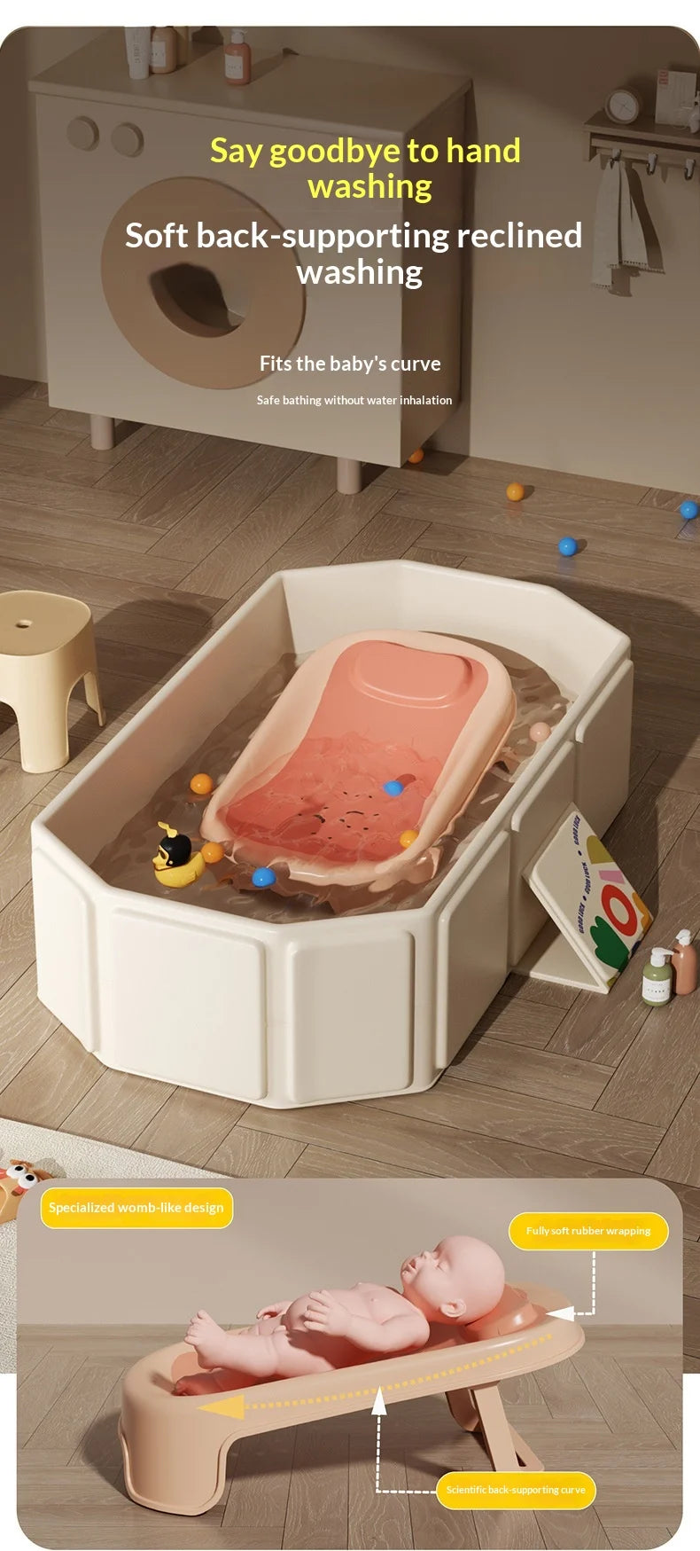 Bañera Grande Plegable para Bebé | Mantiene el Calor | 0-5 Años