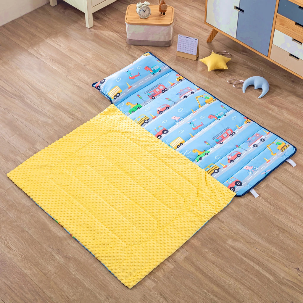 Baby Nap Mat | Daycare Sleeping Bag with Fleece Blanket