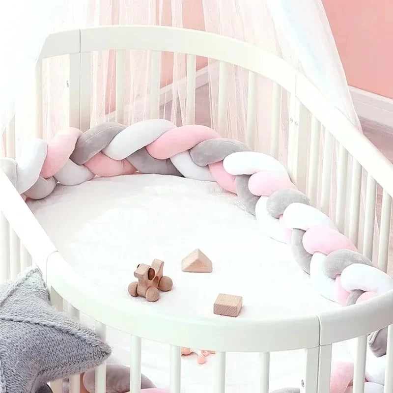 Protector de Cuna Bebé | Cojín Nudo Trenzado | 1M-4M | Parachoques Seguro