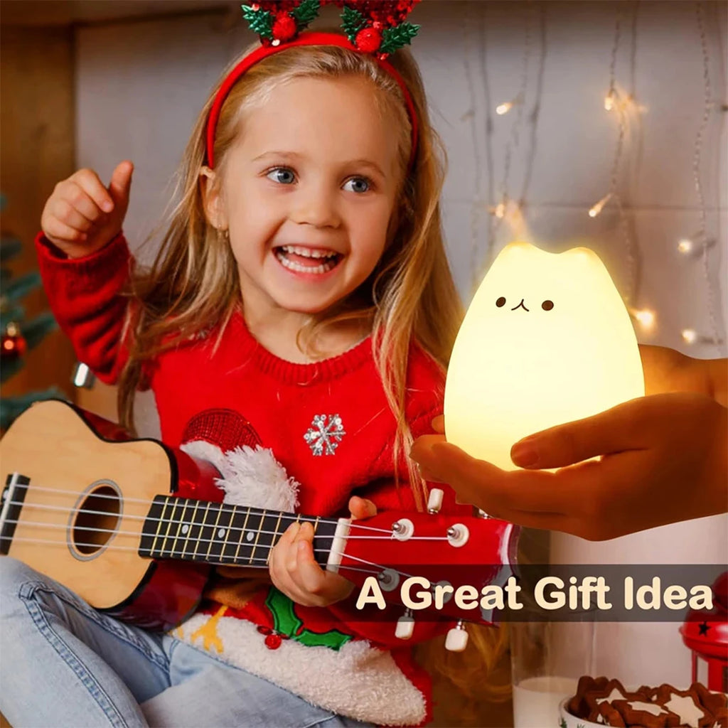 7 Colors LED Night Light Indoor Sensor Lamp Silicone Baby Sleeping Cat Touch Soft Cute Cartoon Lights For Children Kids Room