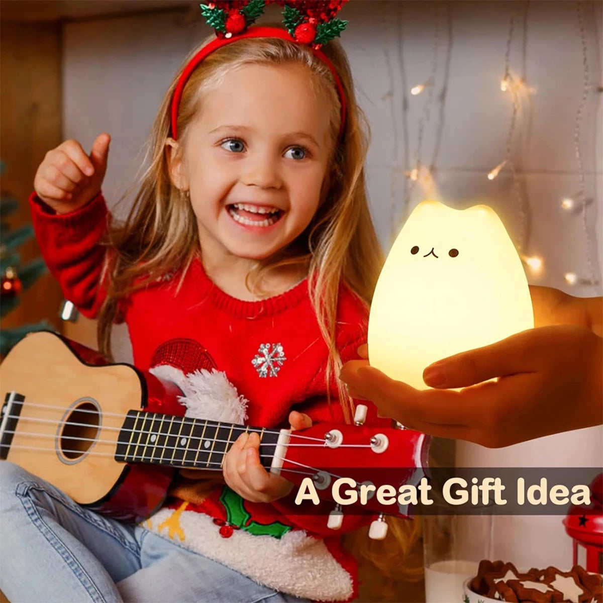 7 Colors LED Night Light Indoor Sensor Lamp Silicone Baby Sleeping Cat Touch Soft Cute Cartoon Lights For Children Kids Room