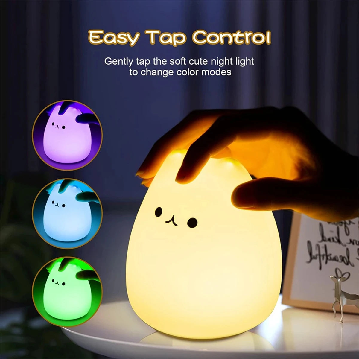 7 Colors LED Night Light Indoor Sensor Lamp Silicone Baby Sleeping Cat Touch Soft Cute Cartoon Lights For Children Kids Room