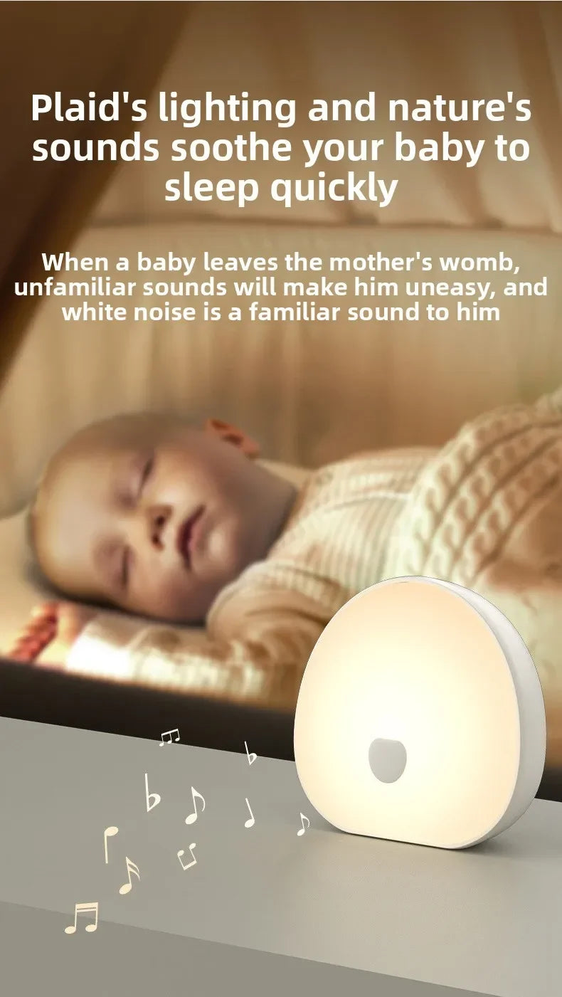 Sleep White Noise Machine with Soothing Sound Touchable Rechargeable LED Night Light Relaxing Audio & Sleep Lamp for Baby.