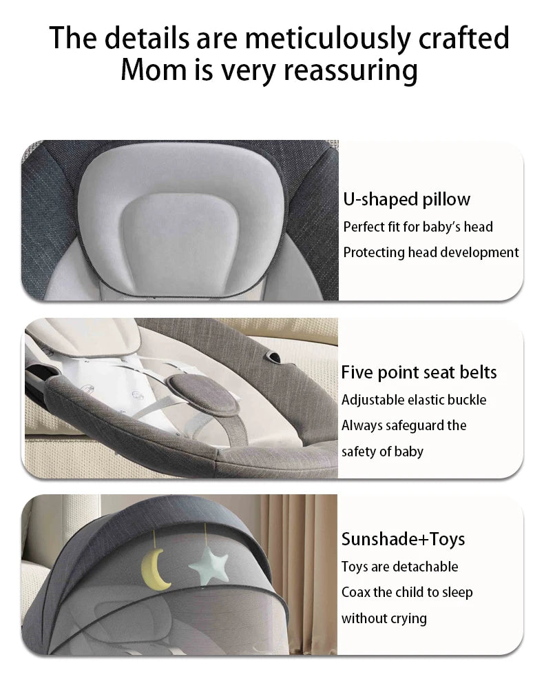 Electric Baby Swing | Reclining Rocker with Remote Control | 0-18 Months