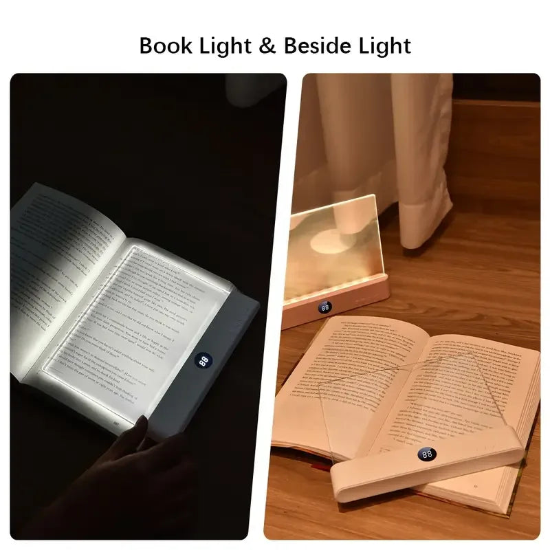LED Book Light, Rechargeable Reading Lights for Books in Bed, Eye-Care, 3 Colors Stepless Dimming Flat Light for Book Lovers