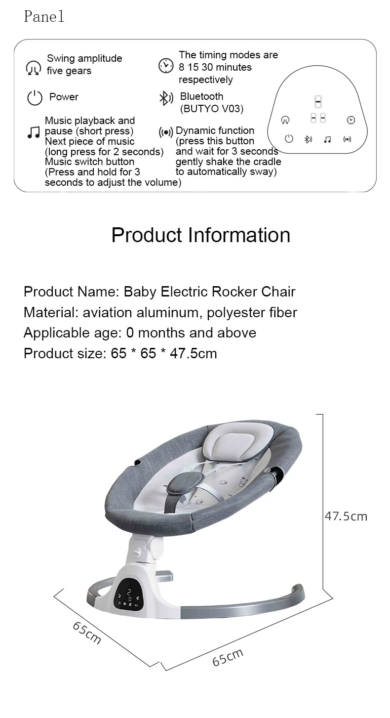 Electric Baby Swing | Reclining Rocker with Remote Control | 0-18 Months