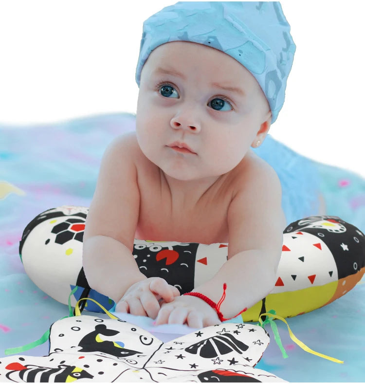 Almohada Tummy Time | Estimula la Visión de tu Bebé desde el Día 1 | Alto Contraste