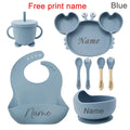 Baby Dinnerware Set 8 Pieces | Crab Plate, Bowl, Sippy Cup, and Cutlery | BPA-Free