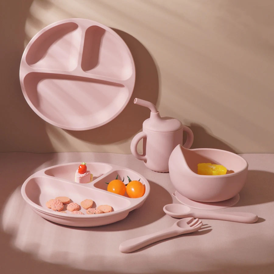 Silicone Baby Feeding Set | BPA-Free | Bowl, Plate, Cup, and Utensils