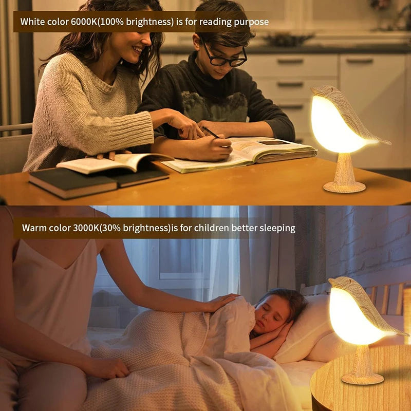 Luz Quitamiedos Pájaro Mágico | Lámpara Táctil 3 Tonos para Niños