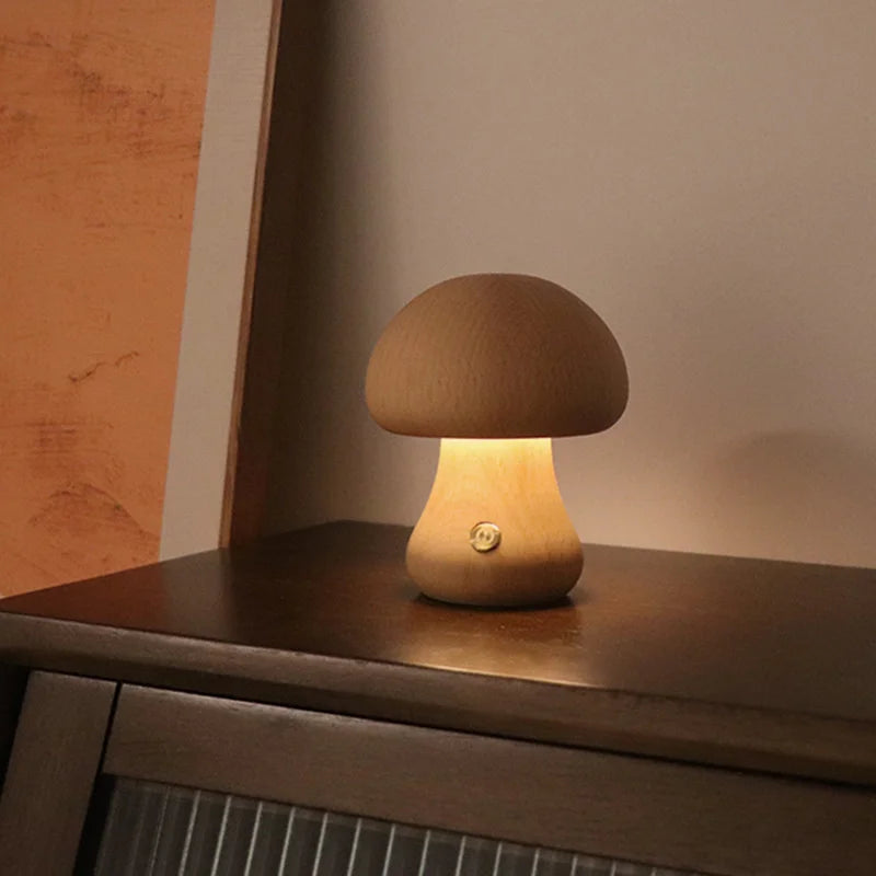 Wooden Mushroom Lamp INS | Touch Night Light Type | Nordic Children's & Babies' Decor | Relax Natural Madrid - International Shipping