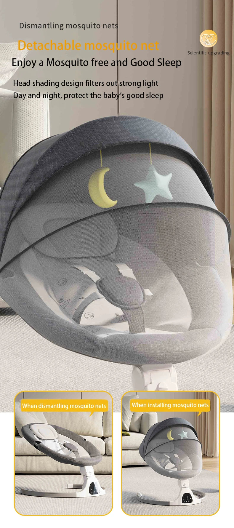 Electric Baby Swing | Reclining Rocker with Remote Control | 0-18 Months
