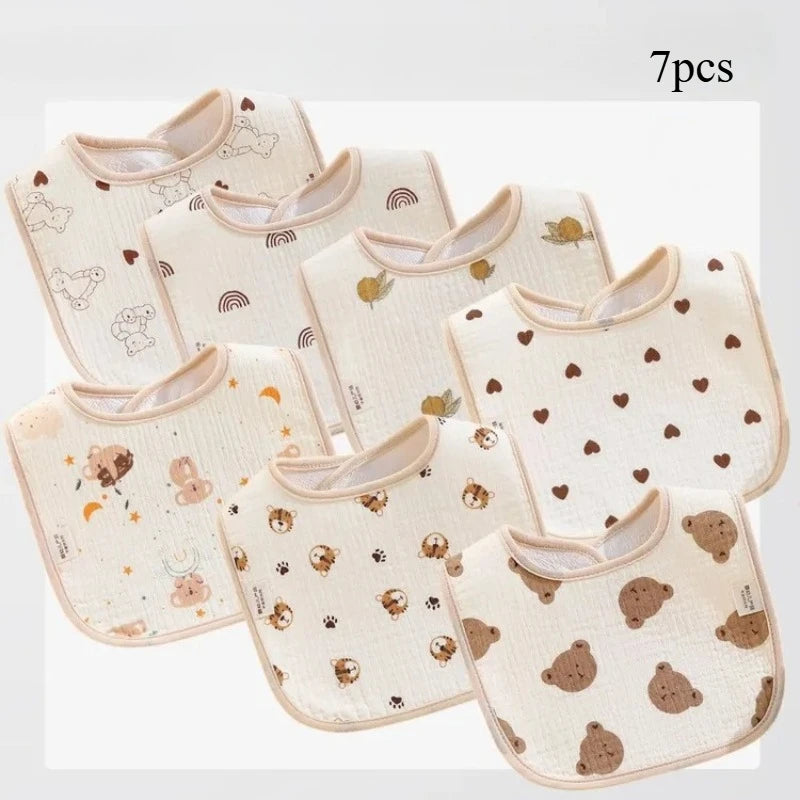 Waterproof Baby Bibs | Pack of 7 | Anti-Spit Cotton